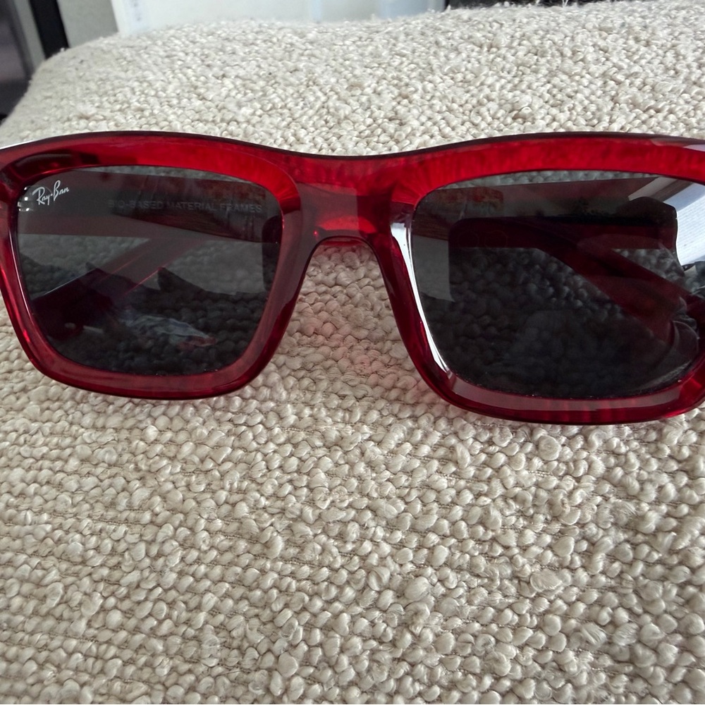 Ray-Ban Translucent Red Square Sunglasses